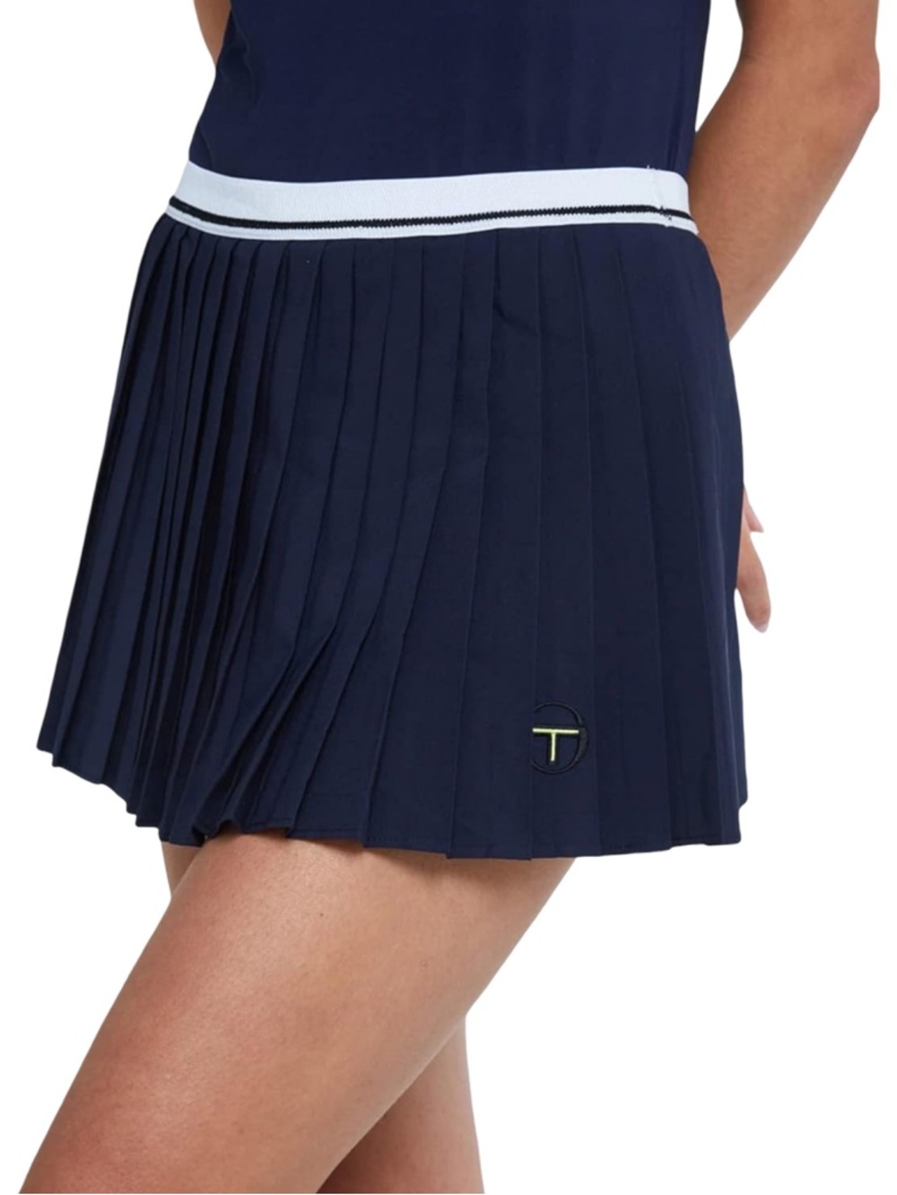 Sergio Tacchini Vigentino Tennis Skort Navy Blue Pleated‎ White Stripe Waist XS